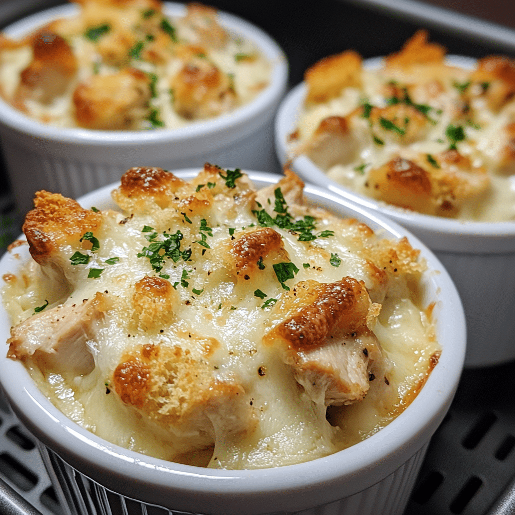 Air Fryer Mini Casseroles – Individual cheesy casseroles in small ramekins, golden and bubbling fresh from the air fryer.