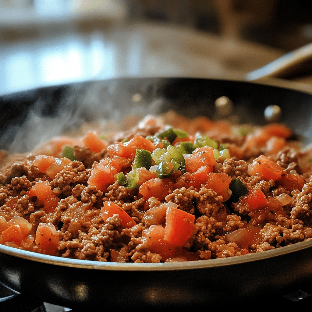 How to Make Keto Taco Casserole – A step-by-step view of assembling a keto taco casserole with layers of ground beef, cheese, and vegetables in a baking dish.