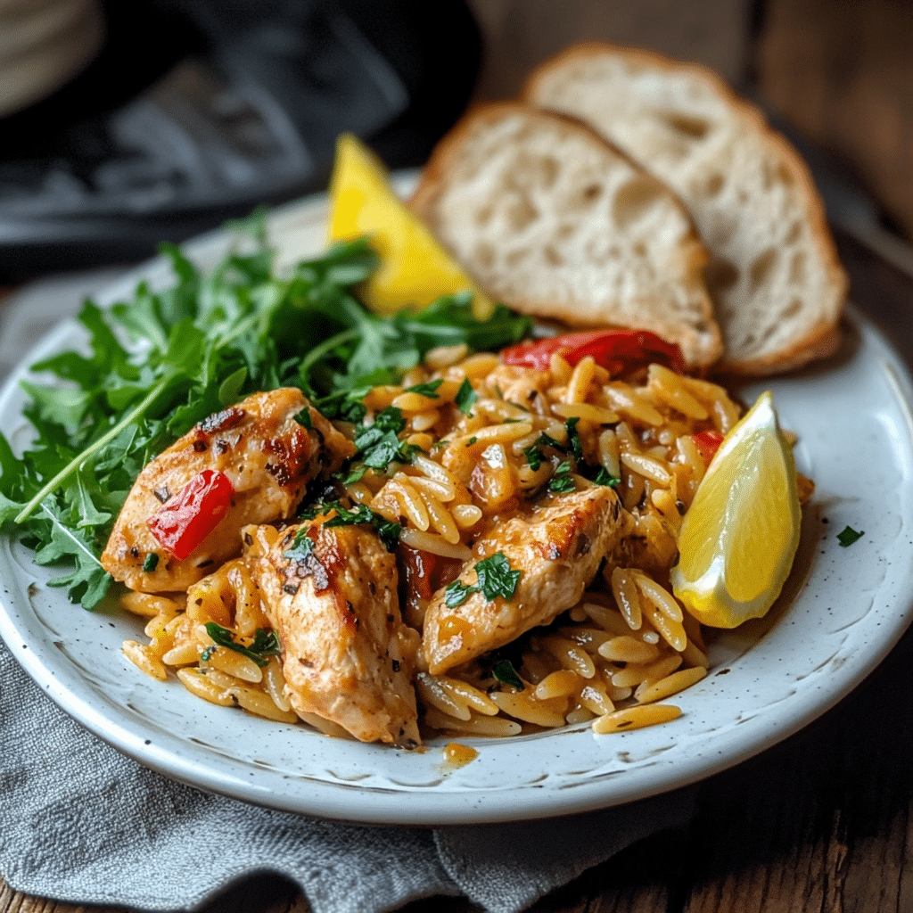 Juicy Chicken Thighs Searing – Golden-brown chicken thighs sizzling in a cast iron skillet with olive oil, garlic, and herbs.