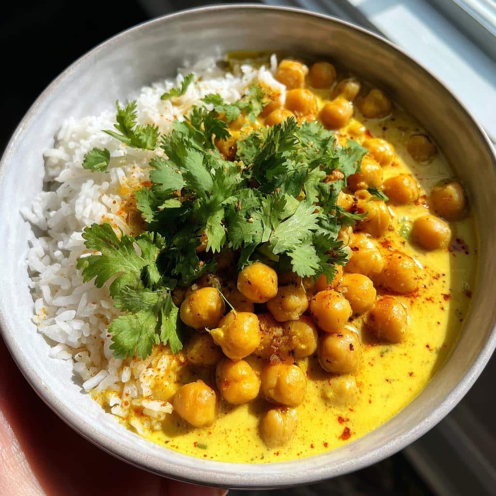 turmeric coconut chickpea curry - detail 1