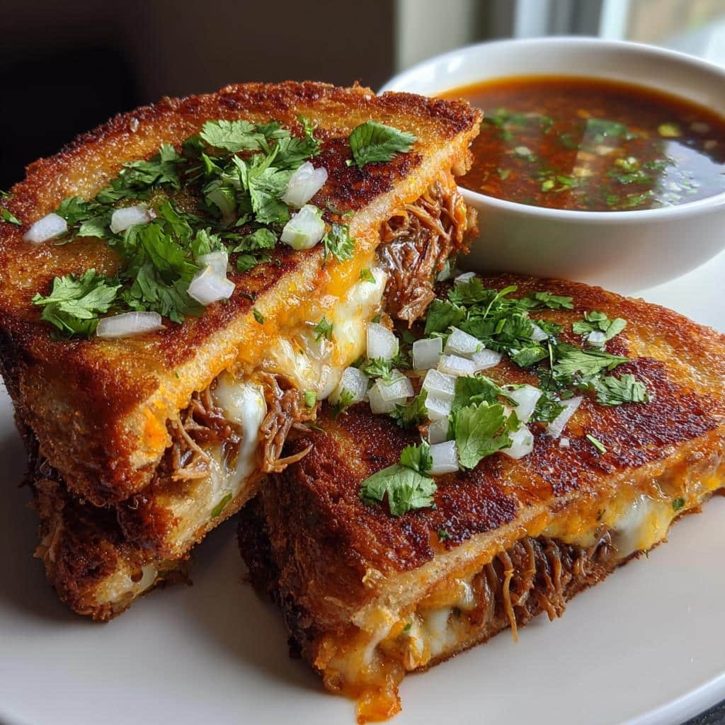 Air Fryer Birria Grilled Cheese