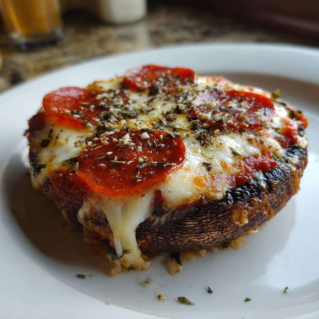 Air Fryer Pizza Stuffed Portobello Mushrooms