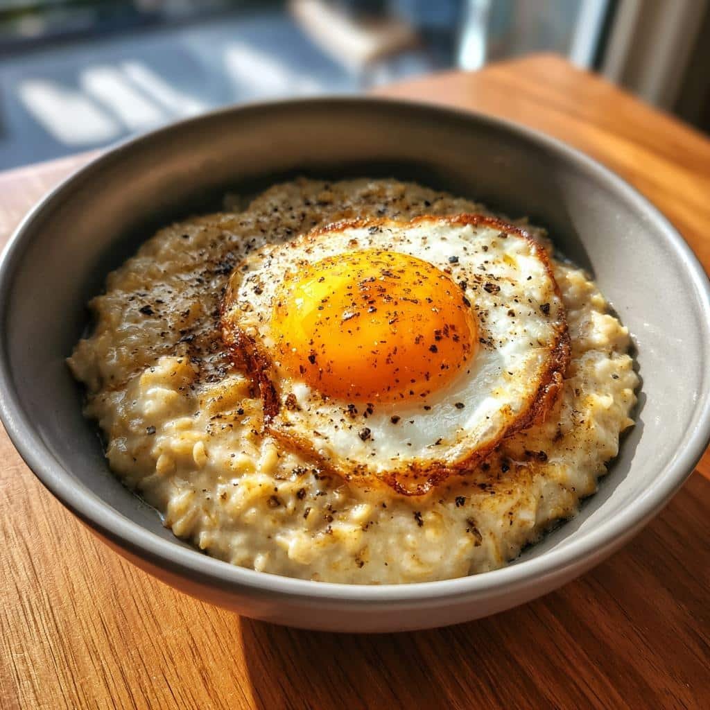 Savory oatmeal egg nest