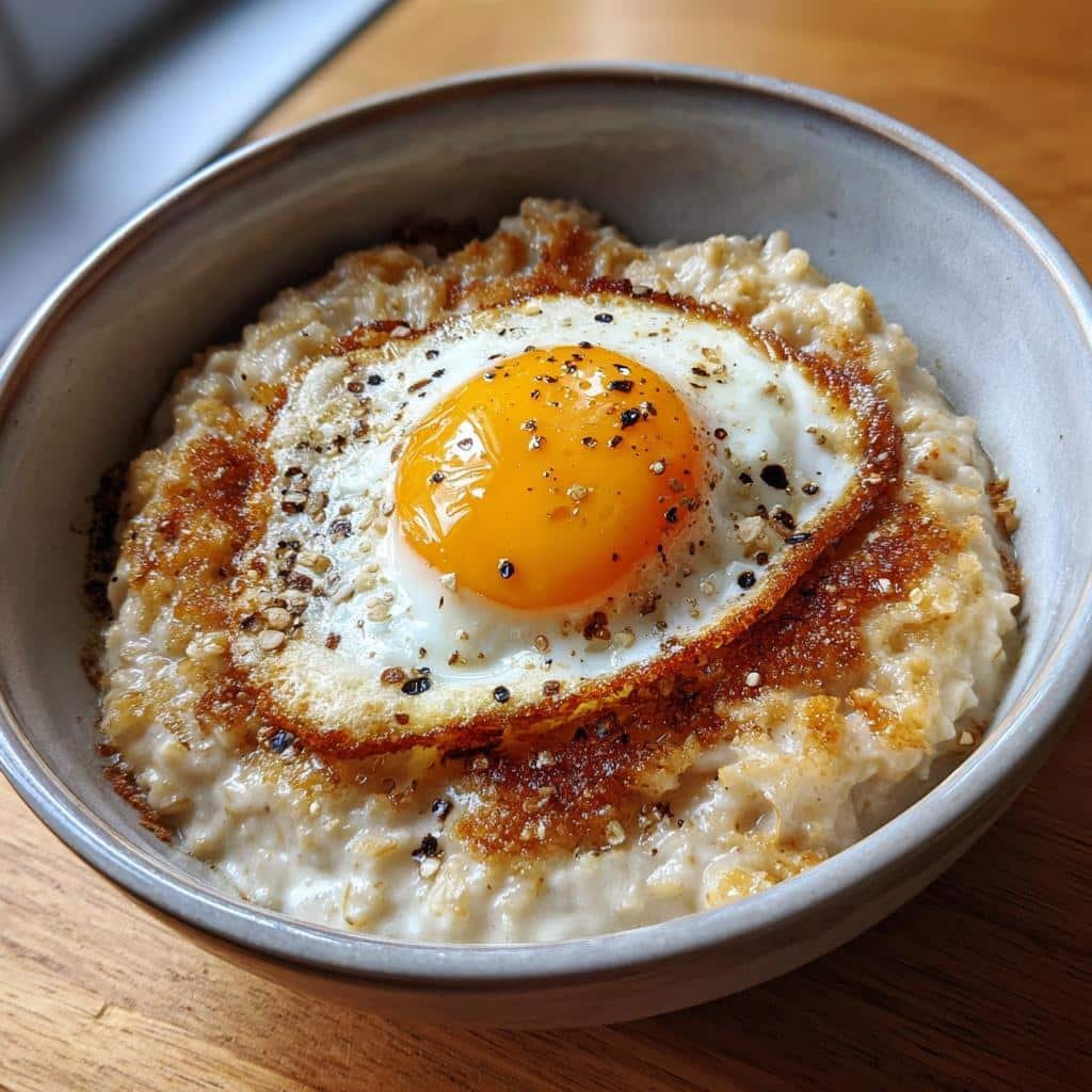 Savory oatmeal egg nest