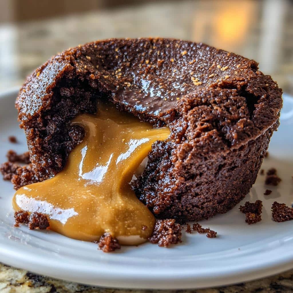 air fryer mini peanut butter lava cakes