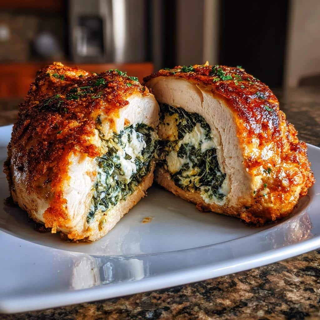 air fryer stuffed chicken breast spinach - detail 1