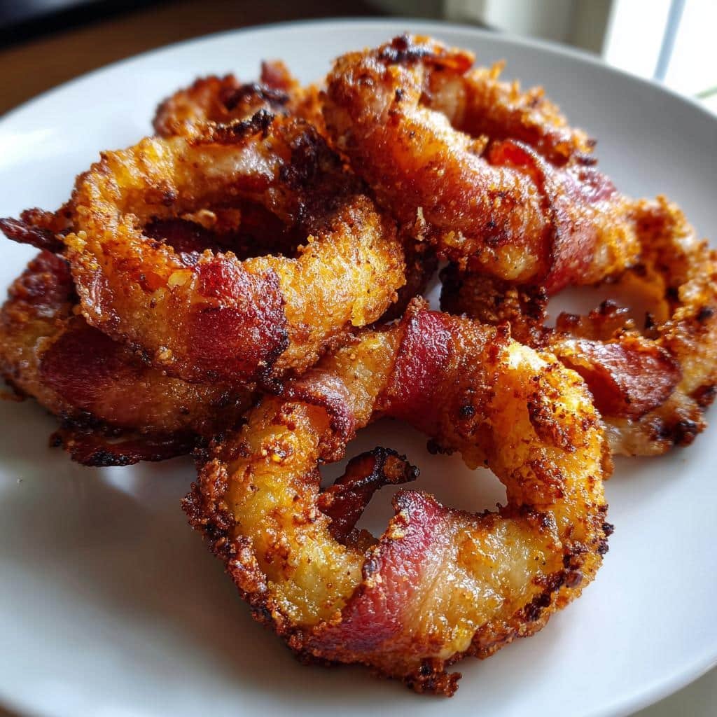 Air Fryer Bacon-Wrapped Onion Rings