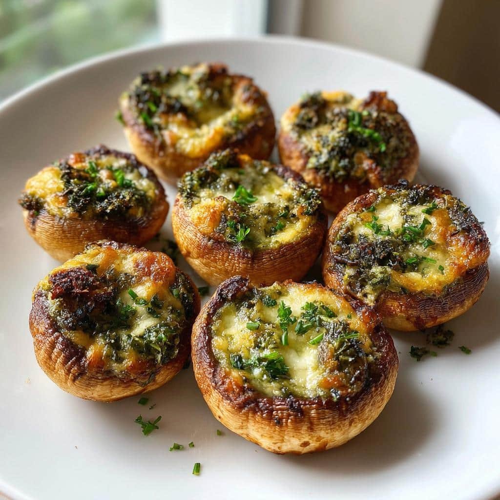 Air Fryer Green Goddess Stuffed Mushrooms
