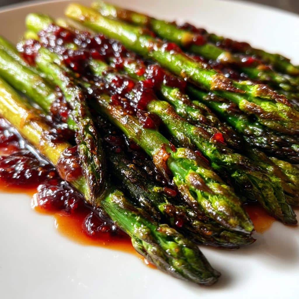 Air Fryer Raspberry Balsamic Glazed Asparagus