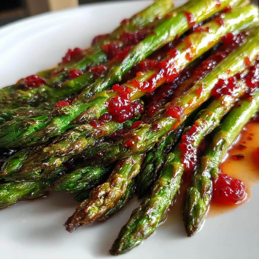 Air Fryer Raspberry Balsamic Glazed Asparagus