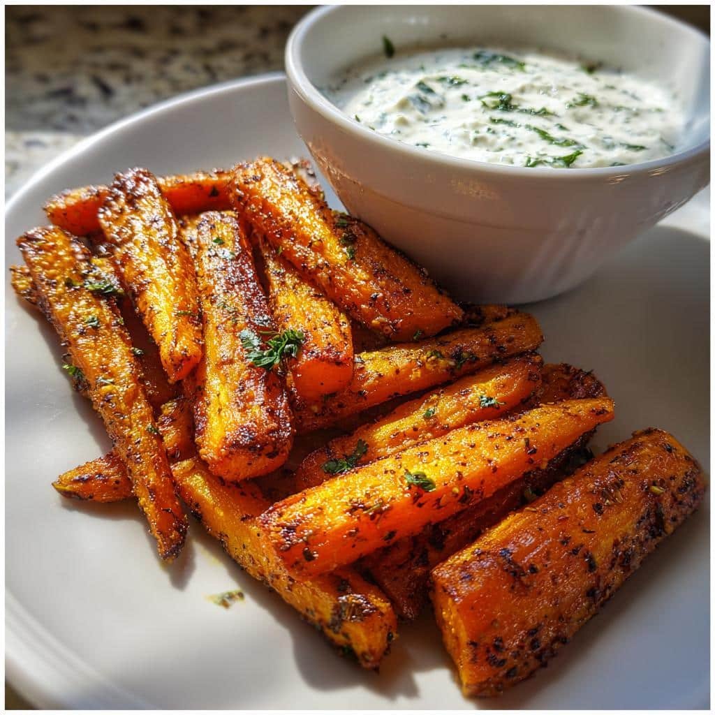 Air Fryer Za'atar Carrots with Yogurt Dip
