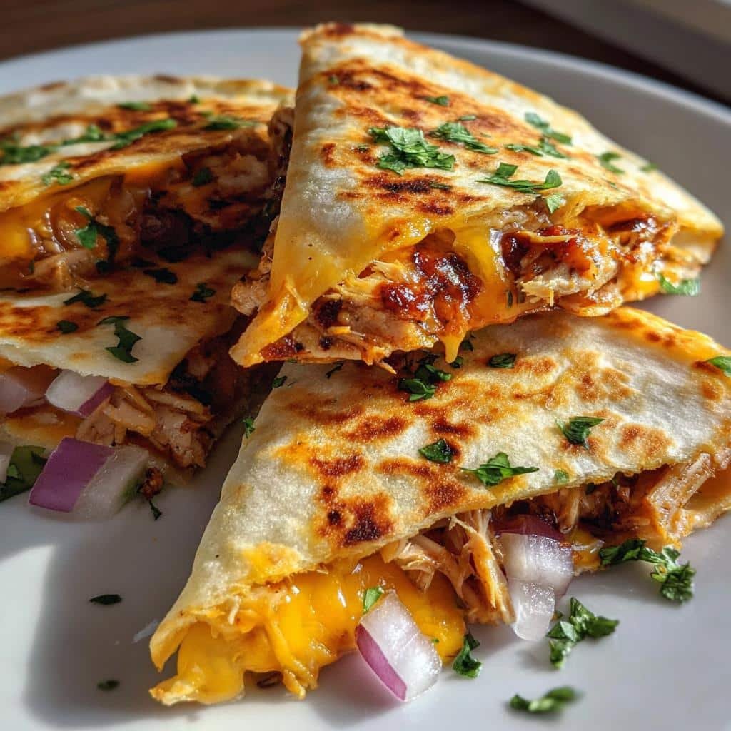 Air fryer BBQ chicken quesadillas