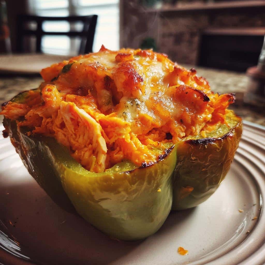 Air fryer buffalo chicken stuffed peppers - detail 1
