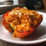 Air fryer buffalo chicken stuffed peppers