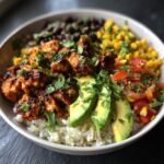 Air fryer chipotle chicken burrito bowls