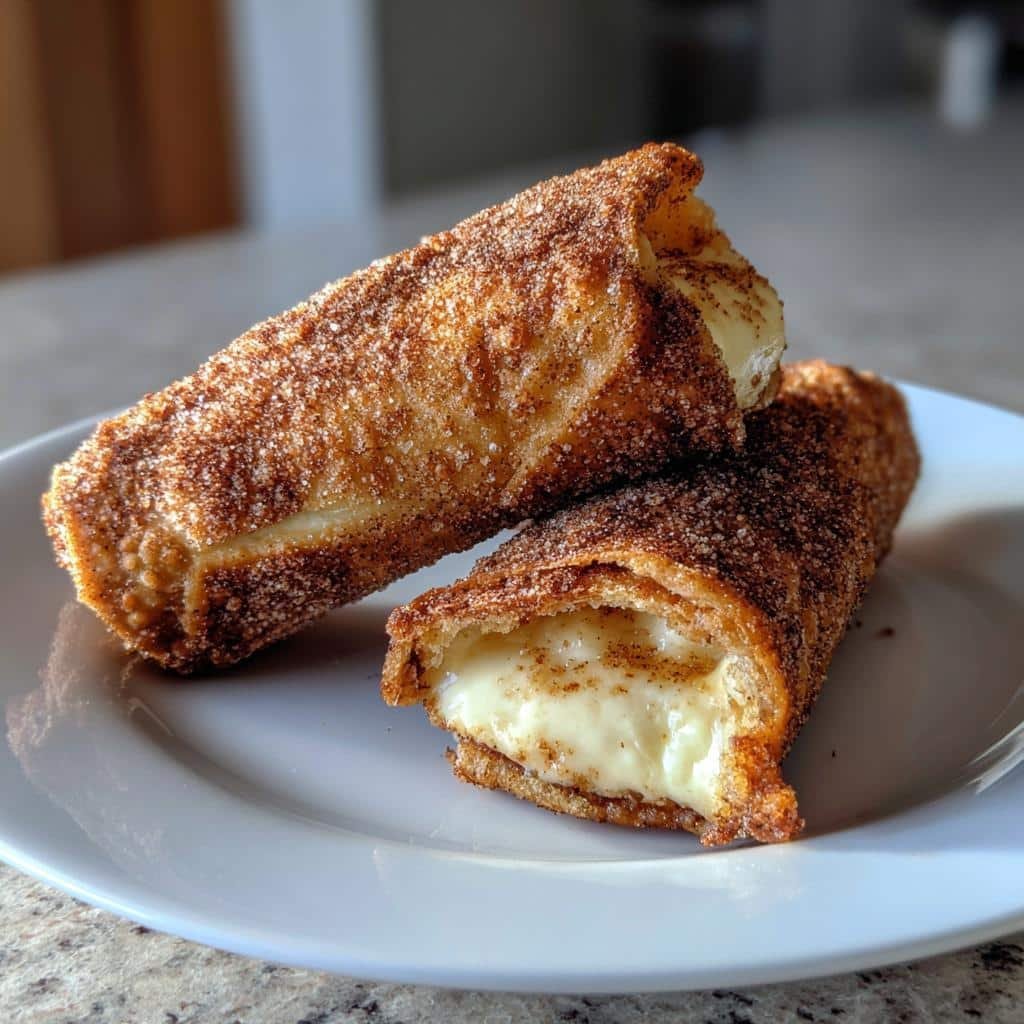 Air fryer churro cheesecake egg rolls