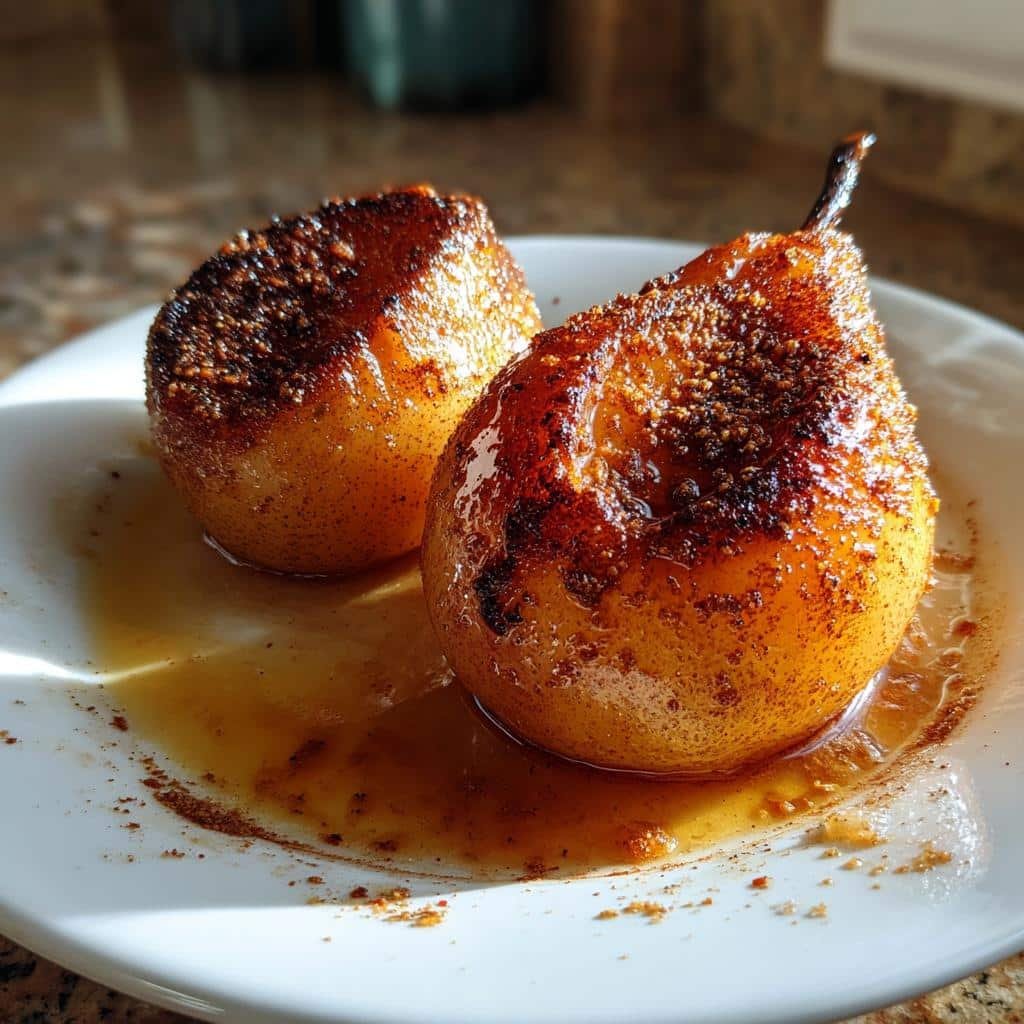 Air fryer cinnamon honey pears - detail 1