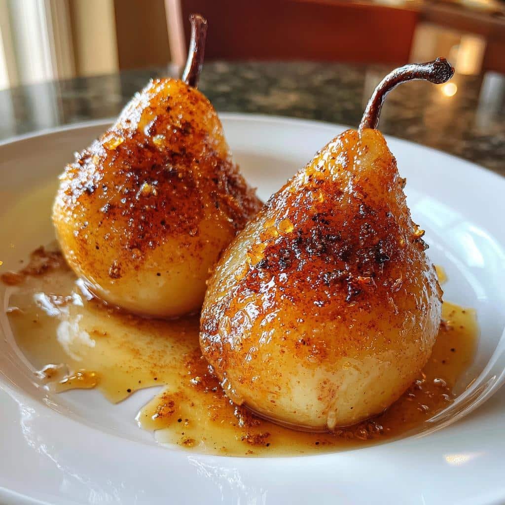 Air fryer cinnamon honey pears
