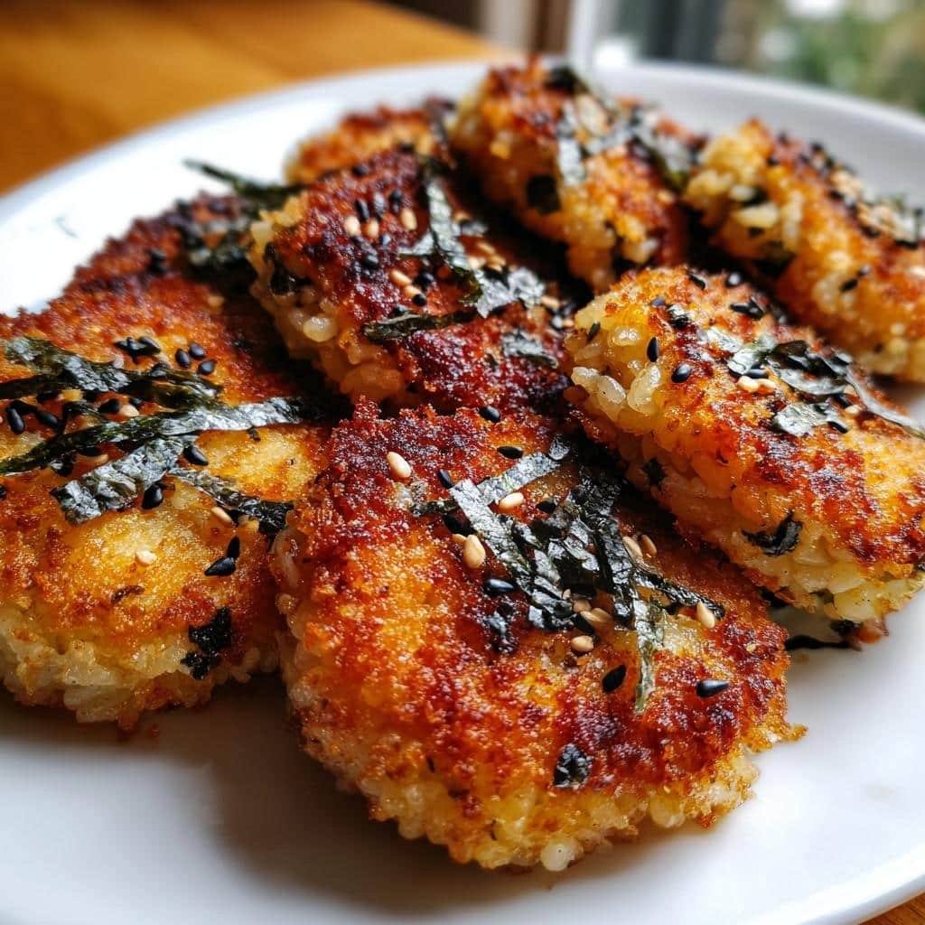 Air fryer crispy rice sushi cakes