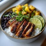 Air fryer jerk chicken pineapple bowls