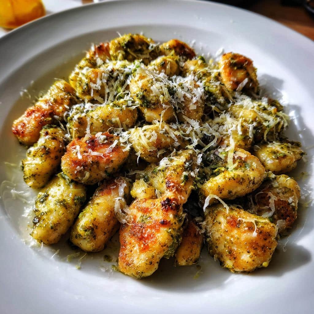 Air fryer pesto chicken gnocchi - detail 1