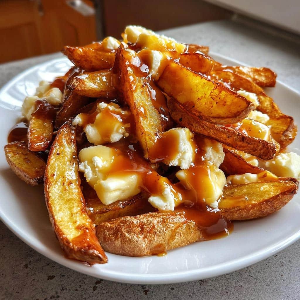 Air fryer poutine potato wedges
