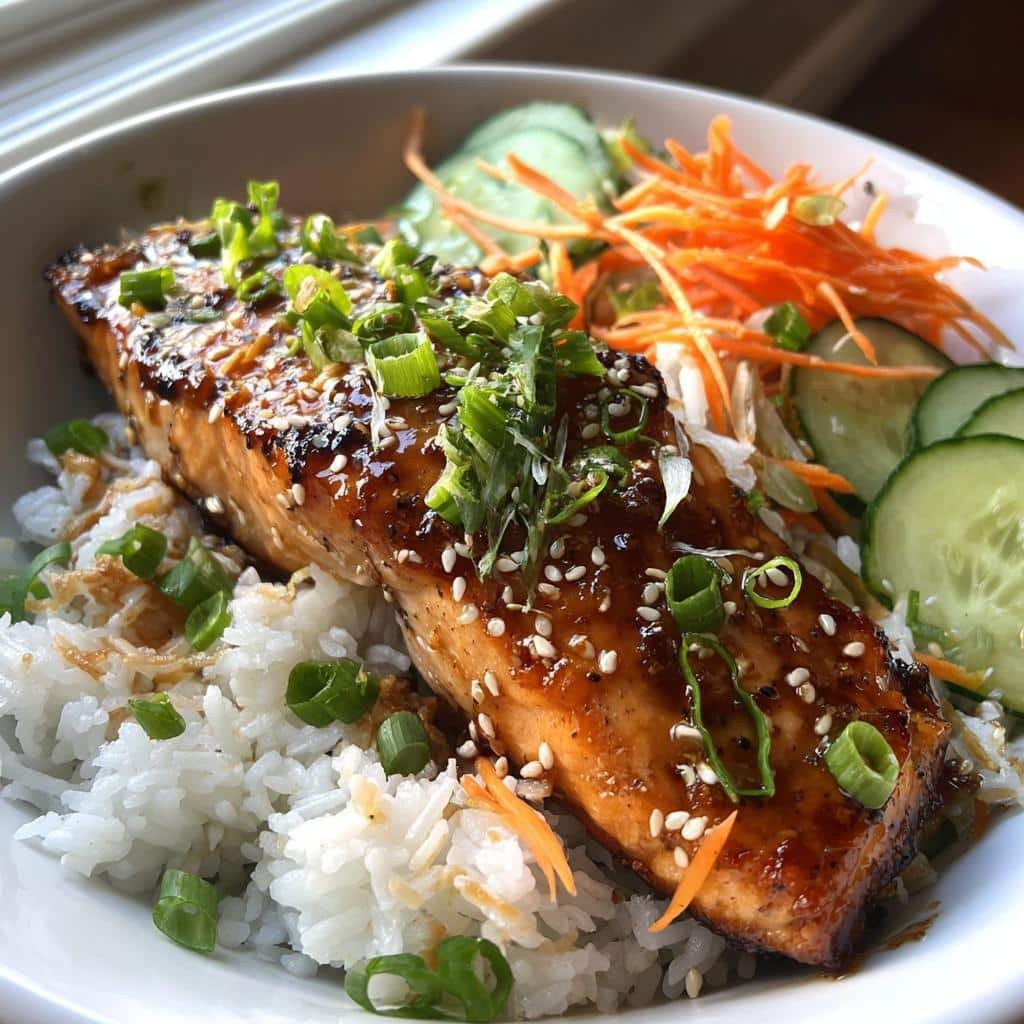 Air fryer sesame ginger salmon bowls