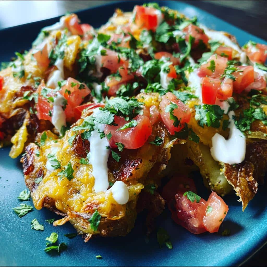 Air fryer smashed potato nachos - detail 1