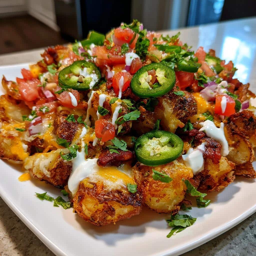Air fryer smashed potato nachos