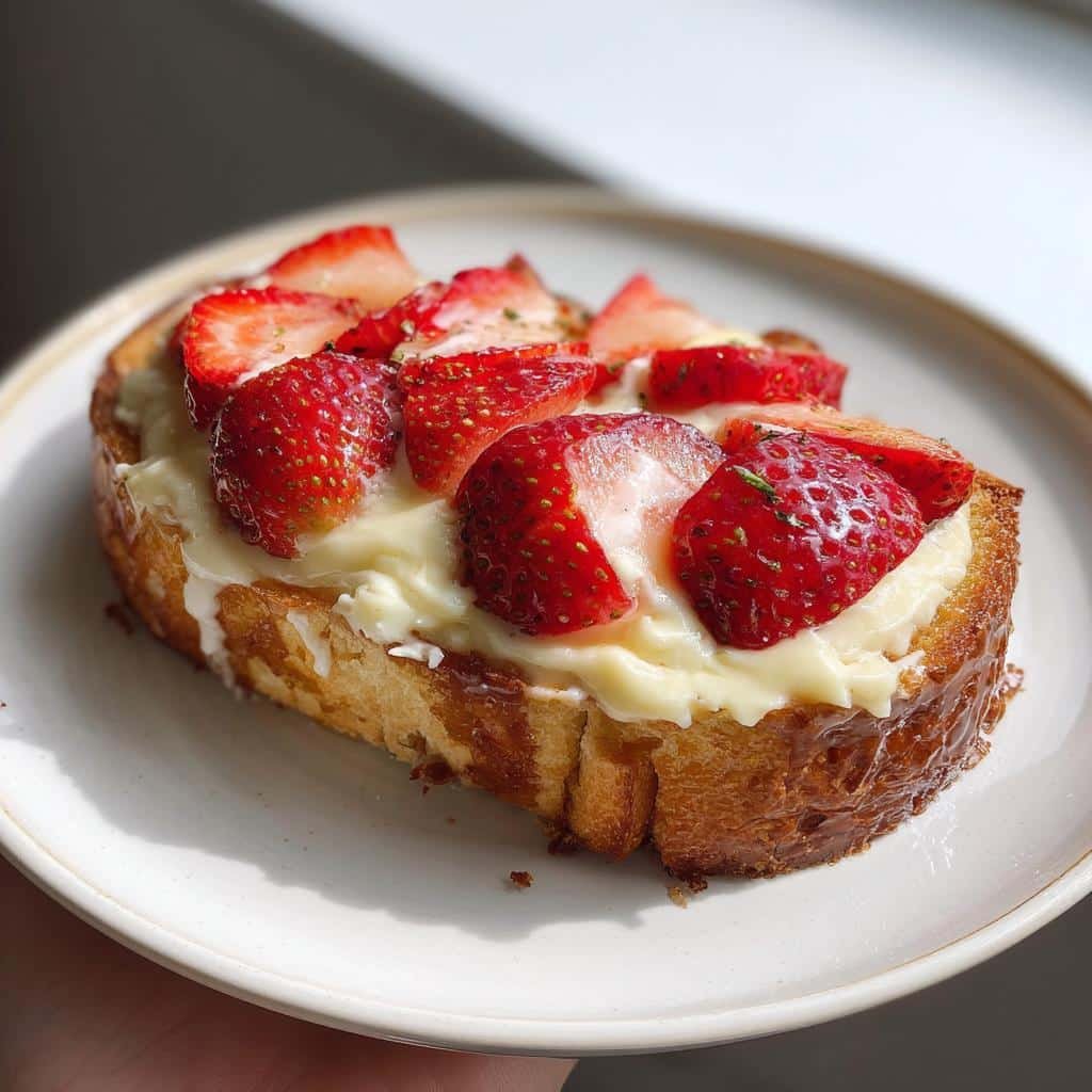 Air fryer strawberry cheesecake toast - detail 1