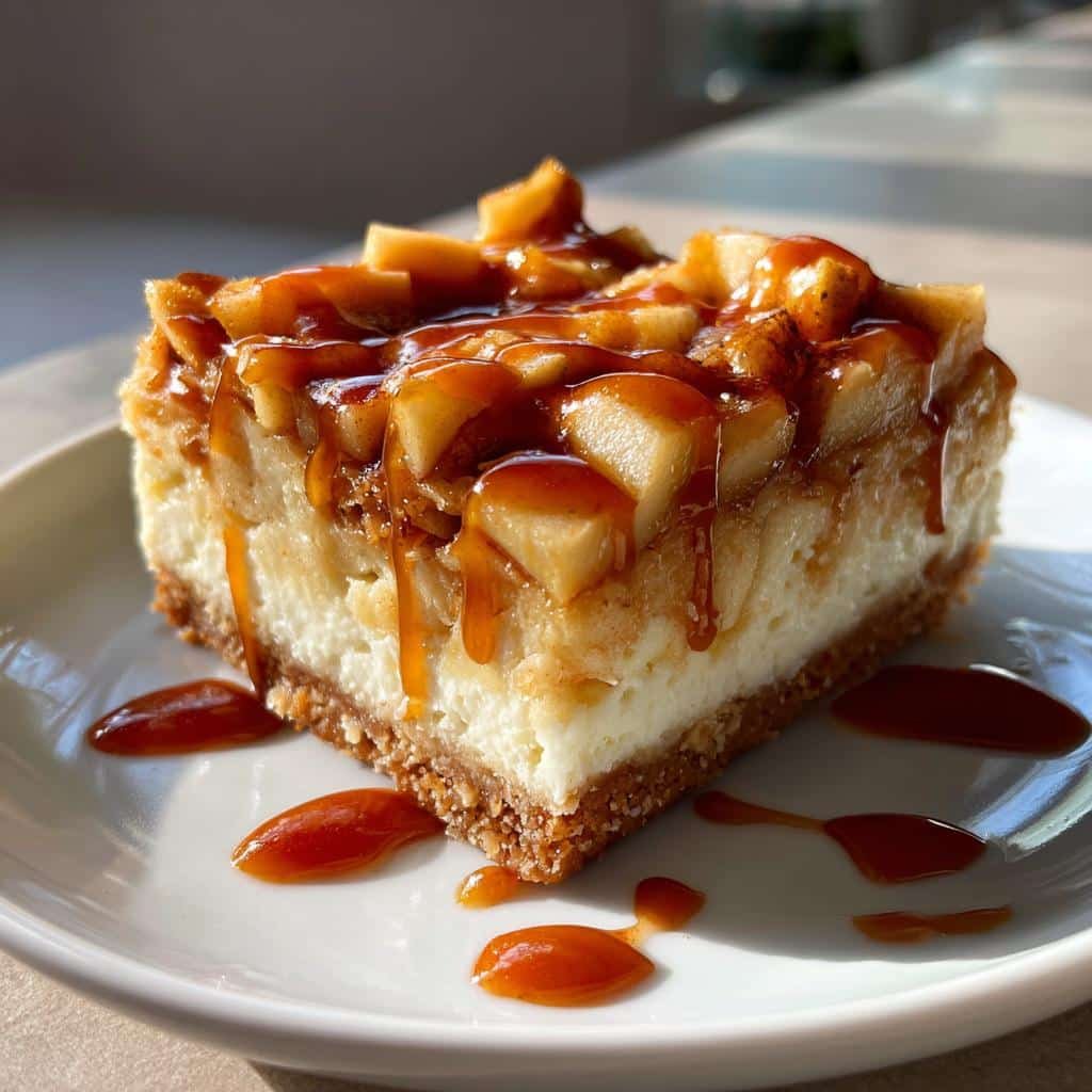 Caramel apple cheesecake bars