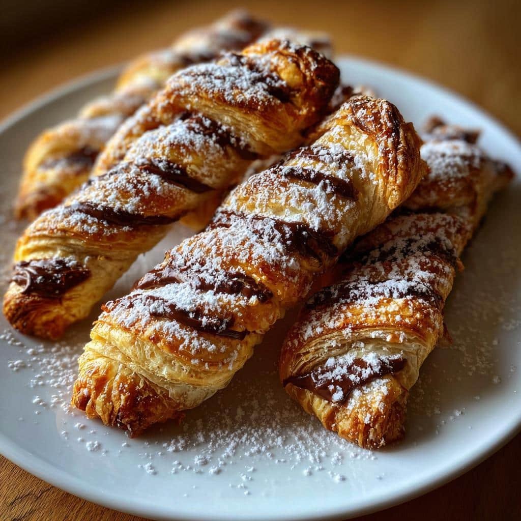 Chocolate hazelnut puff pastry twists - detail 1