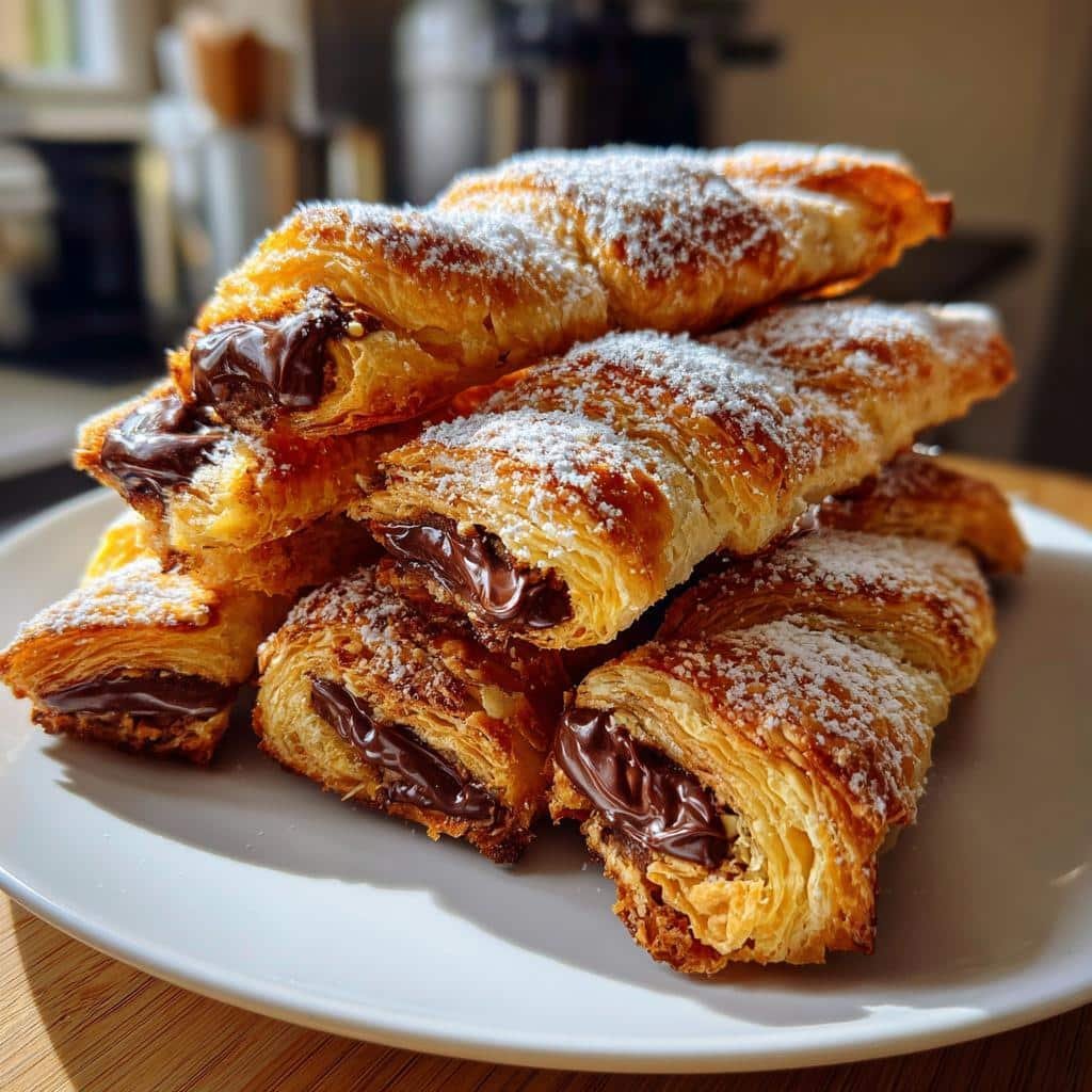 Chocolate hazelnut puff pastry twists