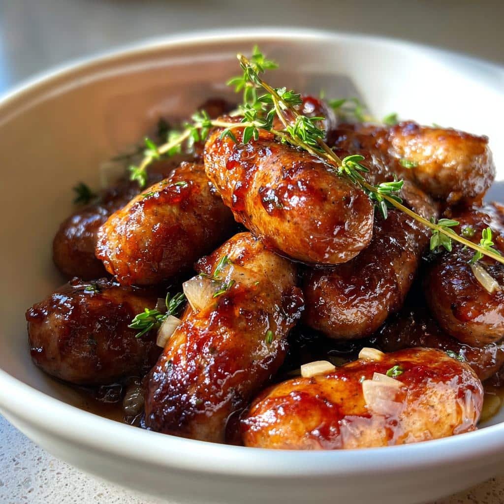 Cider-braised mini sausage bites - detail 1