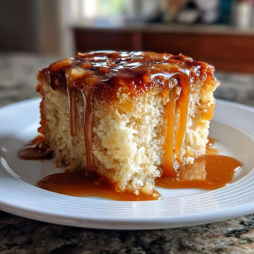 Cider caramel poke cake