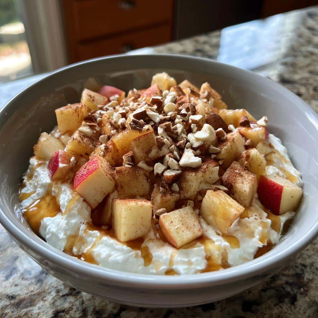 Cinnamon apple cottage cheese bowl - detail 1