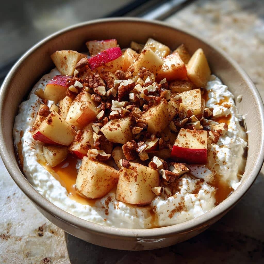 Cinnamon apple cottage cheese bowl