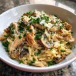 Creamy chicken orzo with mushrooms