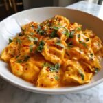 Creamy roasted red pepper tortellini