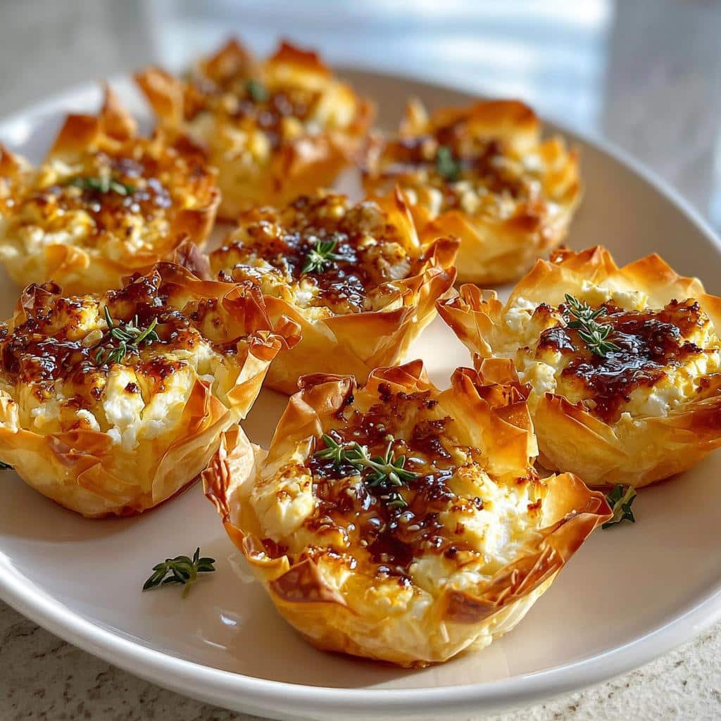 Crispy feta and hot honey phyllo cups