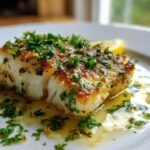 Crispy lemon garlic butter cod