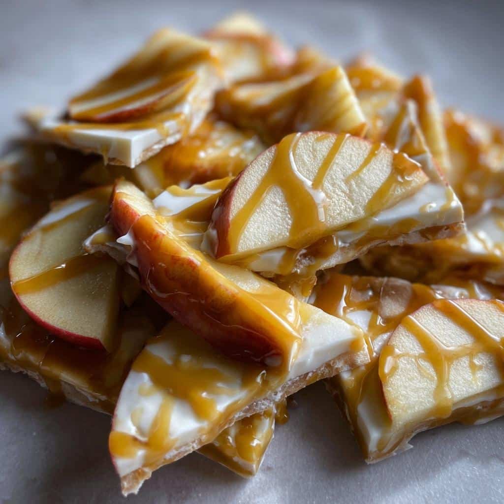 Greek yogurt caramel apple bark - detail 1