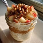 High-protein apple crumble overnight oats