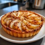 Hot honey roasted pear tart