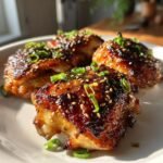Maple miso glazed chicken thighs