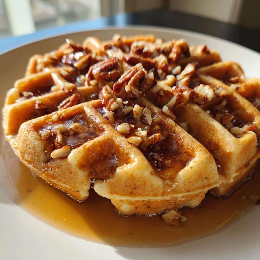 Maple pecan protein waffles - detail 1