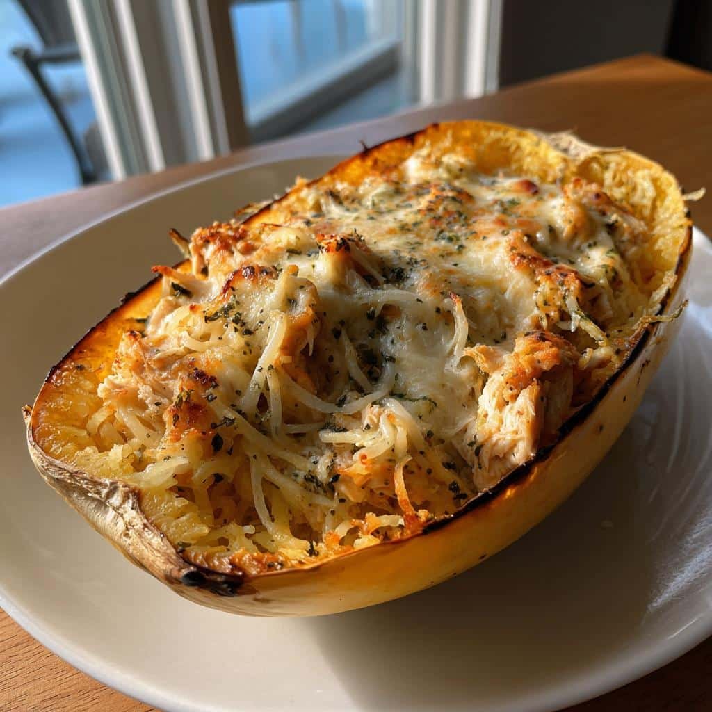 Pesto chicken spaghetti squash boats - detail 1
