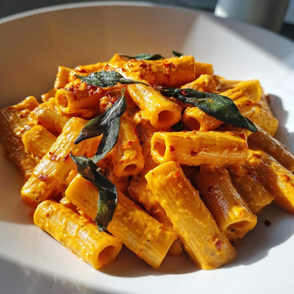 Pumpkin alfredo rigatoni with sage - detail 1