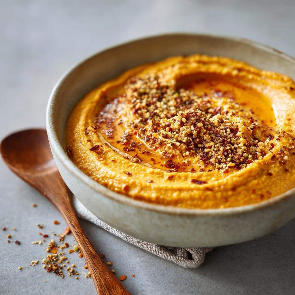 Pumpkin hummus with dukkah - detail 1