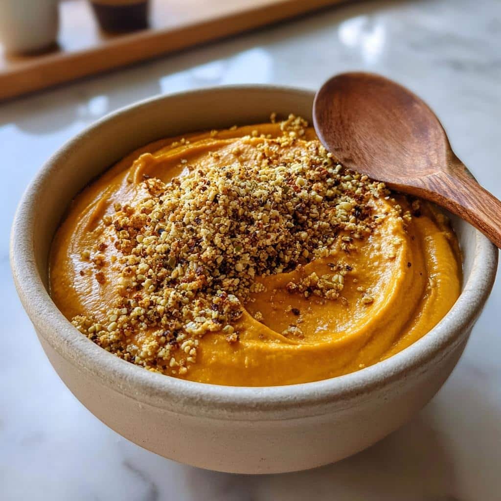 Pumpkin hummus with dukkah